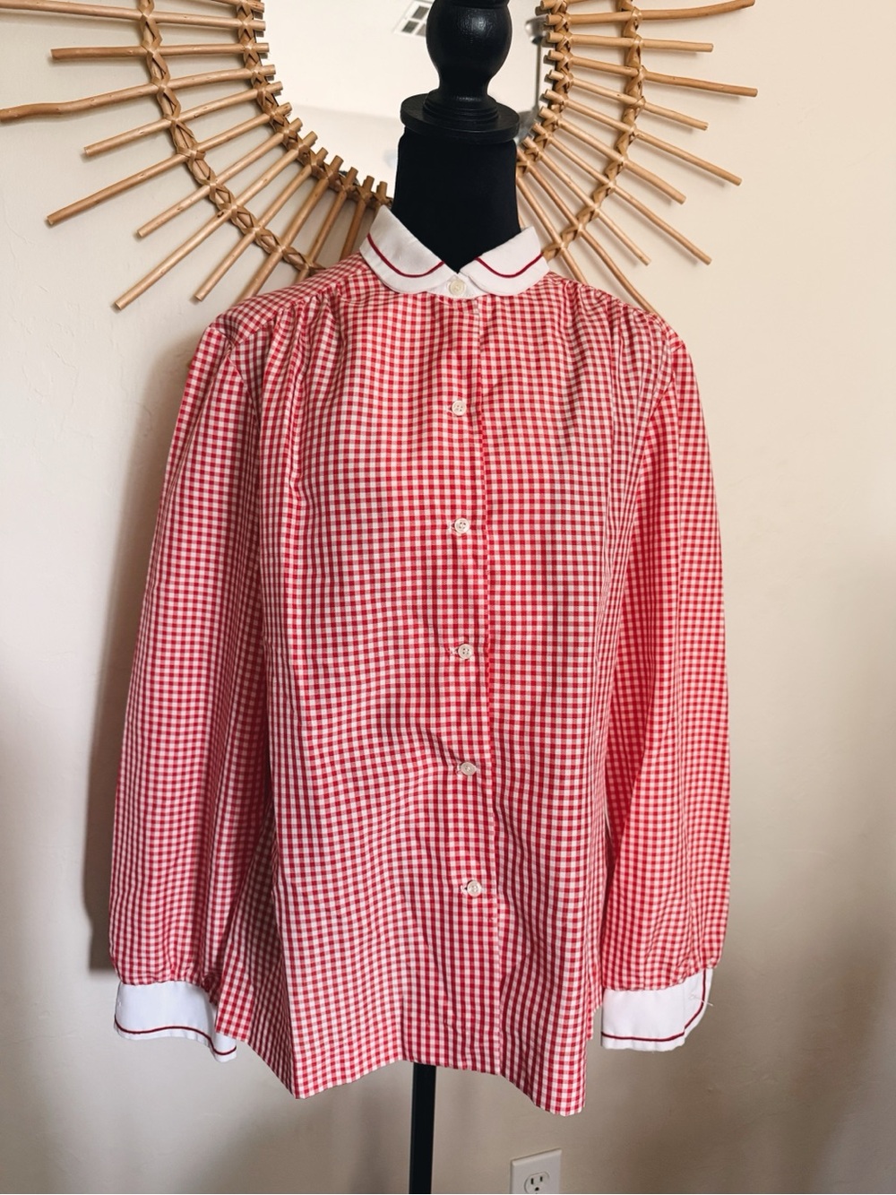 1960s/1970s Red Gingham Button-Front Shirt